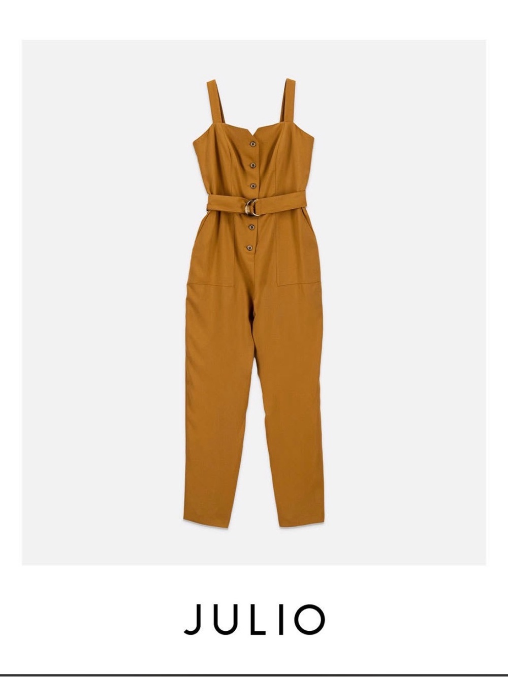 EUC JULIO Camel Belted Straight Leg Jumpsuit • Size 8
